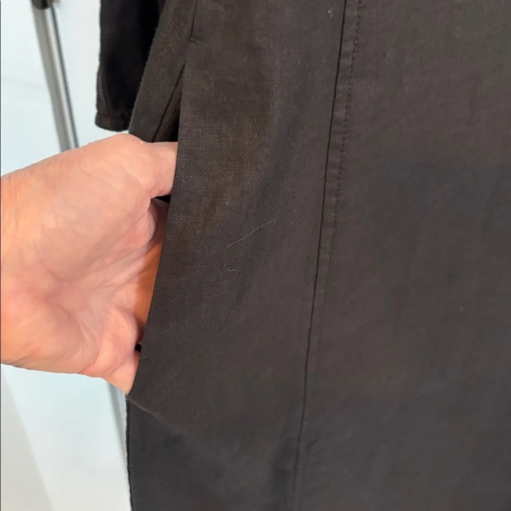 Everlane NWT Size 16 Black The Linen A-Line Midi Dress - Picture 9 of 14